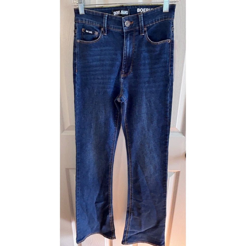 DKNY Jeans Boerum High Rise Flare Dark Wash Slim Fit Stretch Denim Jeans 26/2